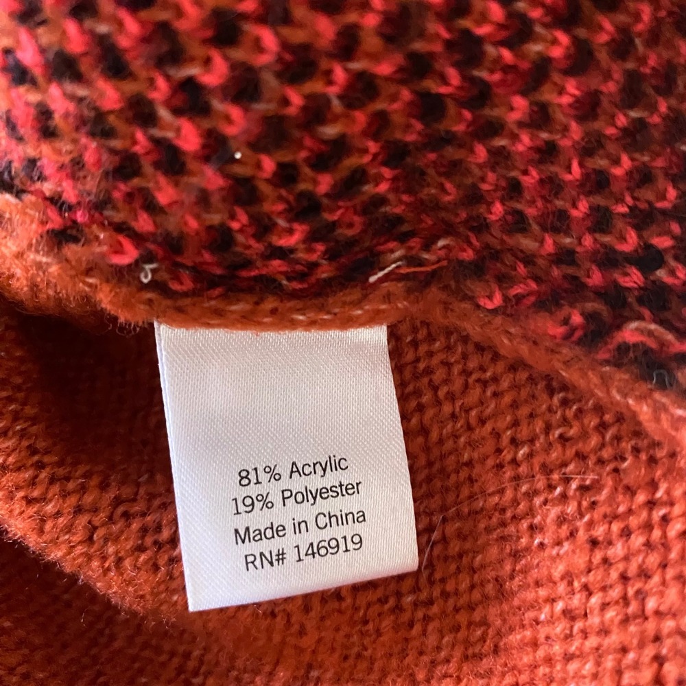 Vylette Women's Orange Tiger Leopard Print V Neck Long Sleeve Sweater Top L - Picture 5 of 8